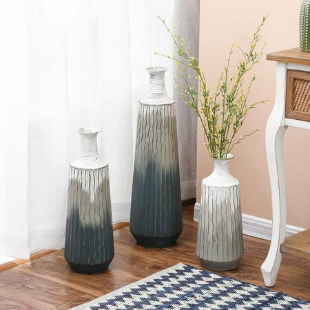 PLANON LuxenHome 3-Piece Multi-Color Ombre Metal Vase Set PL2684110